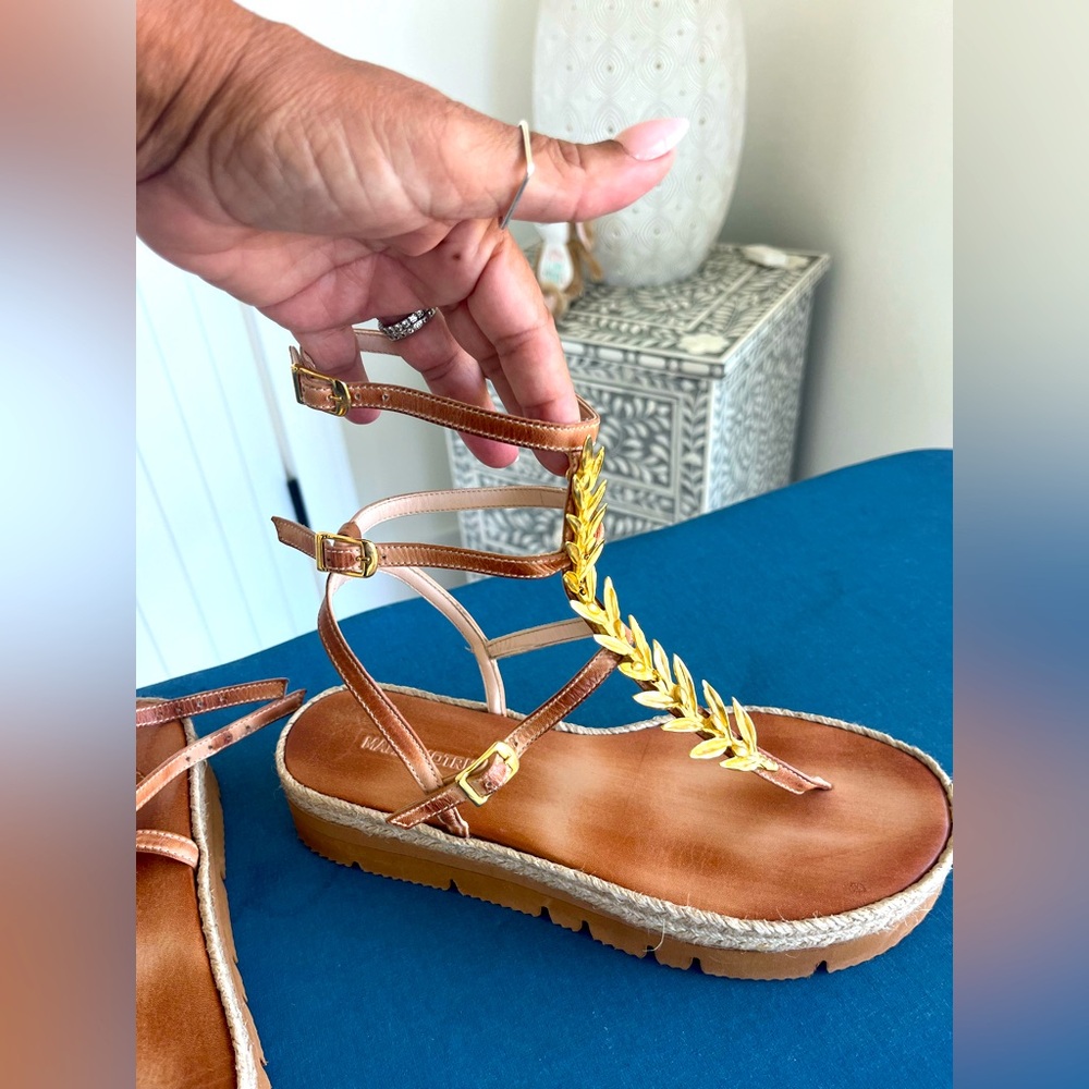 Roman Style Gold and Tan Sandals